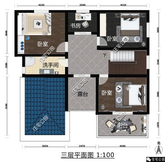 3層別墅戶(hù)型11X11米，一見(jiàn)傾心、布局好！