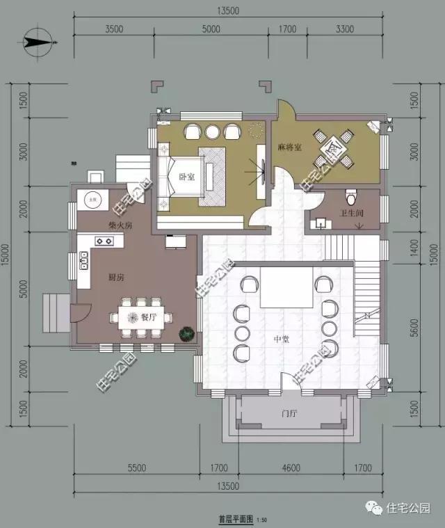 農(nóng)村自建3層別墅13X15米，獨(dú)立廚房、帶柴火房！