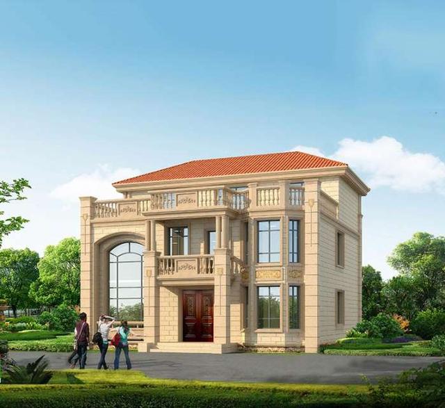 12.7X11.8米平坡屋頂結(jié)合三層別墅，挑空客廳旋轉(zhuǎn)樓梯樣樣不落