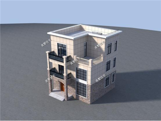 9X8米普通農(nóng)村三層樓房設(shè)計(jì)圖，平屋頂還帶露臺