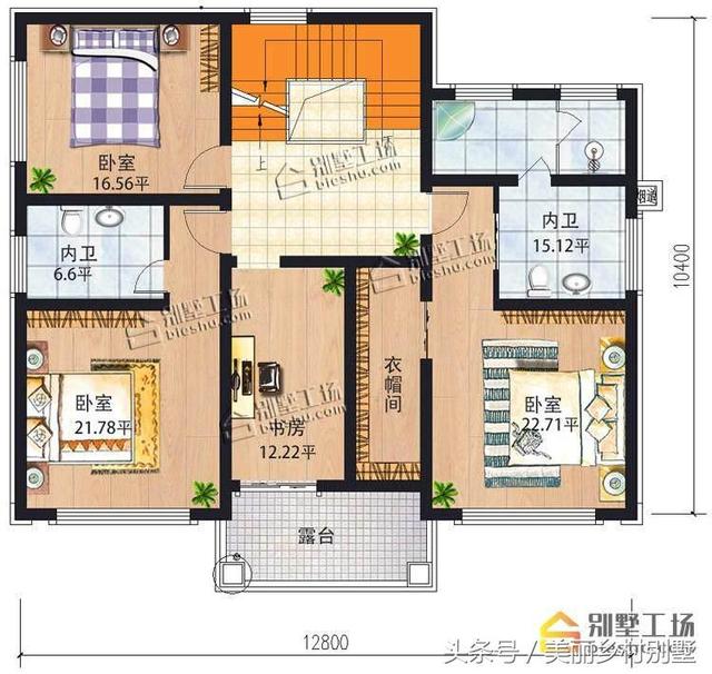 占地133平造價(jià)35萬(wàn)農(nóng)村三層別墅戶型圖，帶洗衣房?jī)?chǔ)藏室