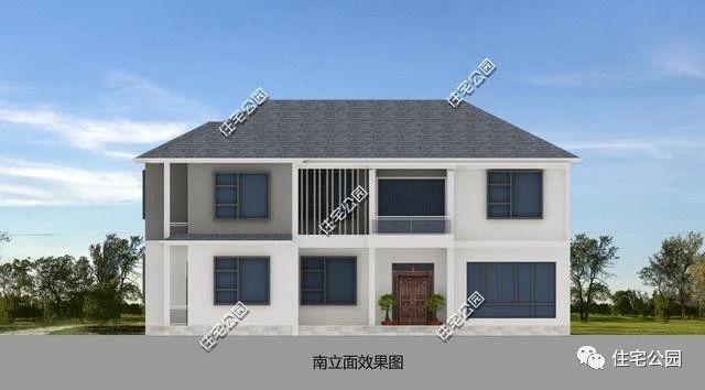 4間兩層現(xiàn)代簡約風(fēng)格農(nóng)村別墅方案圖，大客廳，大餐廳