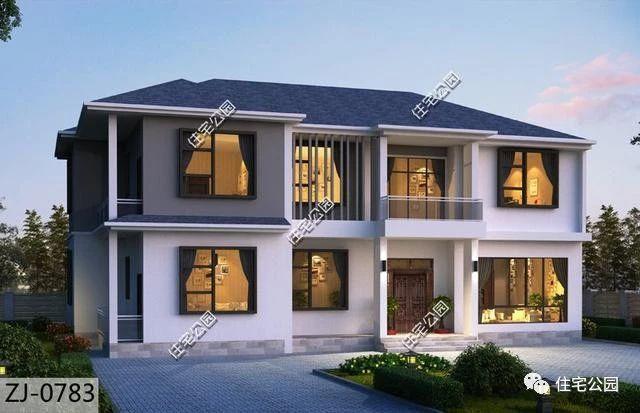 4間兩層現(xiàn)代簡約風(fēng)格農(nóng)村別墅方案圖，大客廳，大餐廳