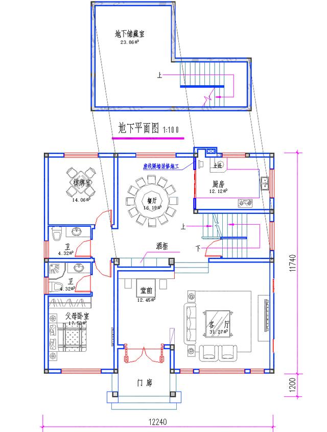 150㎡帶地下室三層別墅全套設(shè)計方案圖，功能齊全