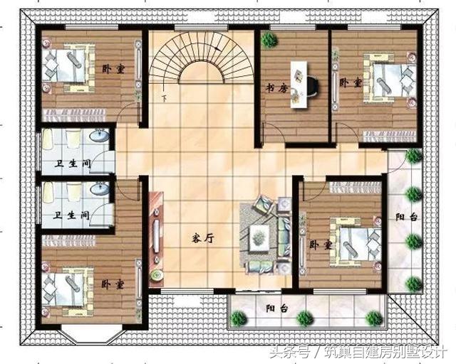 2款35萬(wàn)左右二層農(nóng)村自建房設(shè)計(jì)圖，第二款帶完工圖