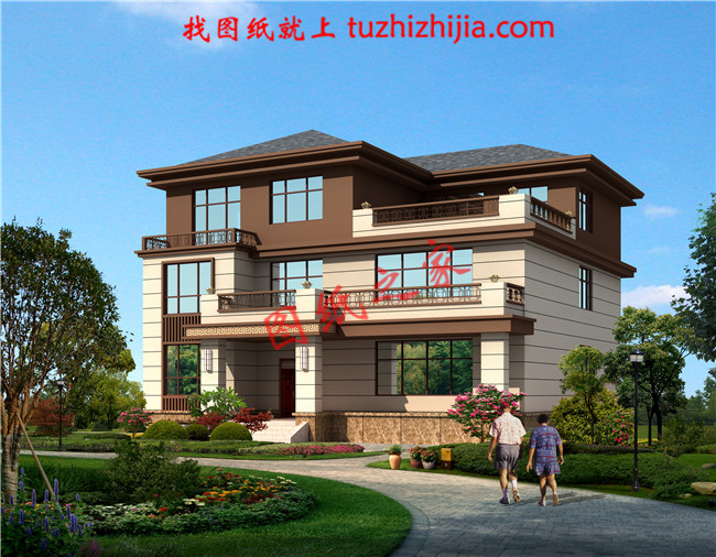 新中式三層樓房設(shè)計圖紙，帶地下室，地下車庫，帶電梯