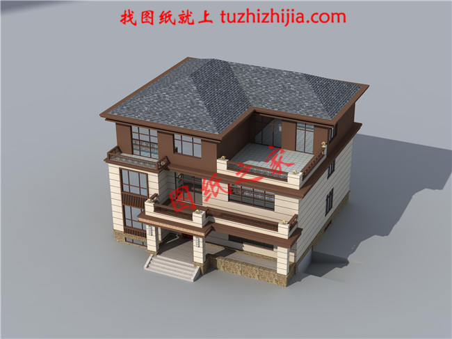 新中式三層樓房設(shè)計圖紙，帶地下室，地下車庫，帶電梯