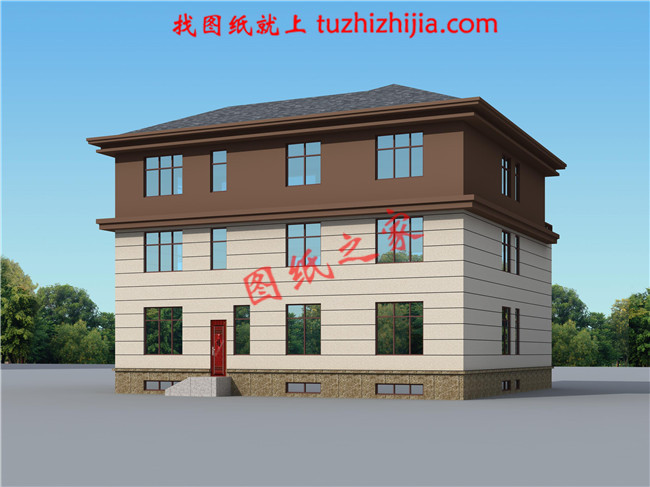 新中式三層樓房設(shè)計圖紙，帶地下室，地下車庫，帶電梯