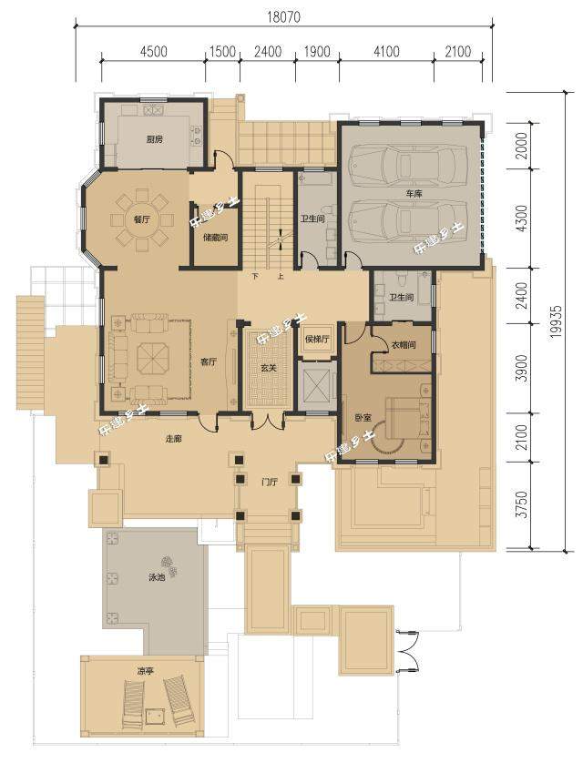 20X18米東南亞風(fēng)格二層鄉(xiāng)村田園別墅！