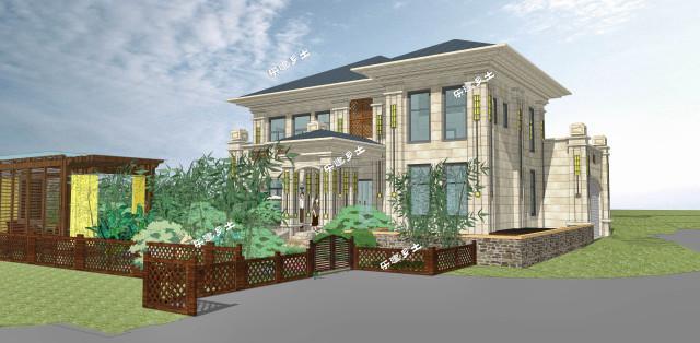 20X18米東南亞風(fēng)格二層鄉(xiāng)村田園別墅！