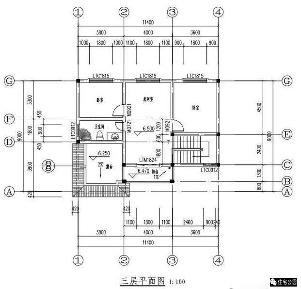 11.4X9米農(nóng)村別墅，5室2廳，帶堂屋！