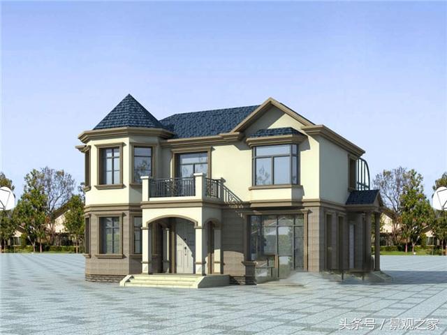 130平方歐式實(shí)用農(nóng)村二層別墅設(shè)計(jì)圖+外觀圖！