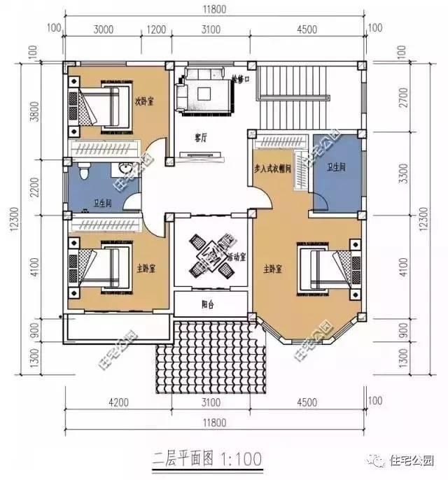 自建12X12米方正2層別墅，布局實(shí)用多臥室，適合農(nóng)村！