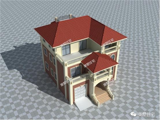 12X16米三層農(nóng)村房屋施工圖，車庫(kù)+超大露臺(tái)