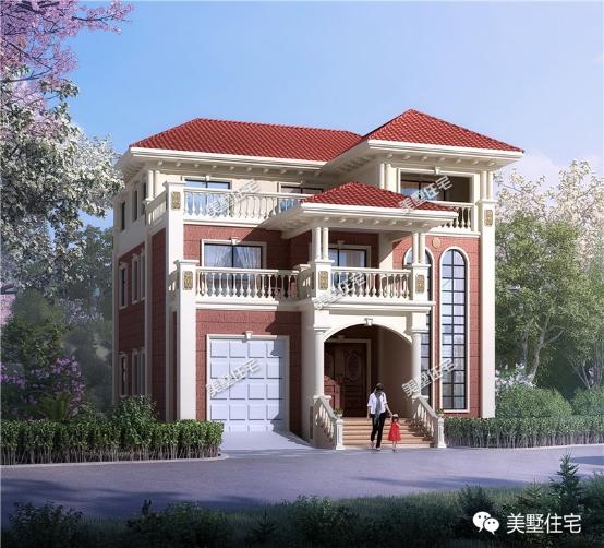 12X16米三層農(nóng)村房屋施工圖，車庫(kù)+超大露臺(tái)