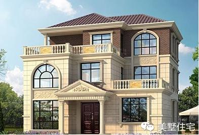 11x11米歐式三層小別墅戶型圖，3種外觀配色，各有千秋