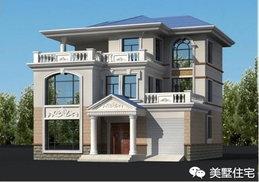 11x11米歐式三層小別墅戶型圖，3種外觀配色，各有千秋