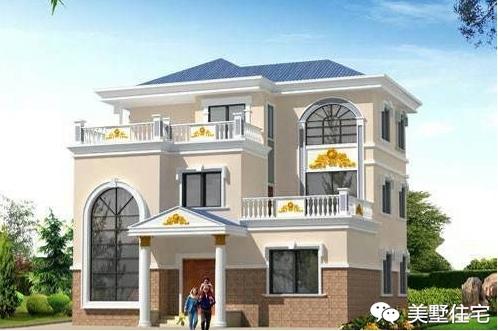 11x11米歐式三層小別墅戶型圖，3種外觀配色，各有千秋