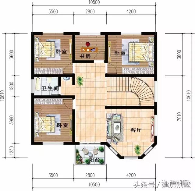 3棟好評率高的二層自建房戶型圖，20萬左右可以建