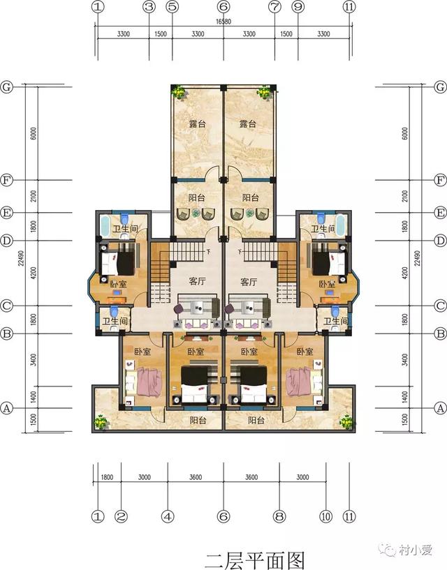 17x23m花瓣形雙拼別墅，帶戶(hù)外餐廳