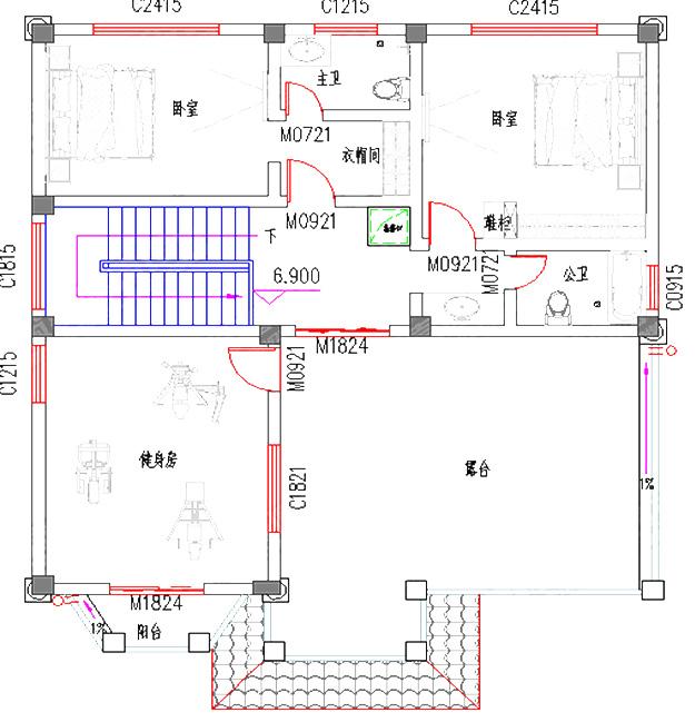 12×13米帶臥室套間的三層自建房全套施工圖，好評率高