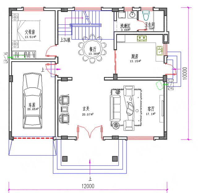 12×10二層農(nóng)村小樓房設(shè)計方案圖，25萬建主體