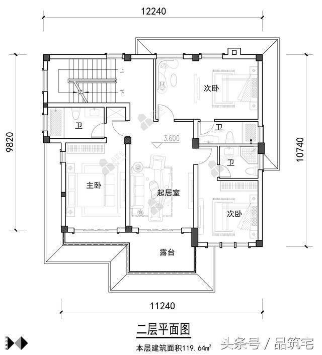 11X12三層萊特風(fēng)格小別墅設(shè)計(jì)圖，戶型方正緊湊