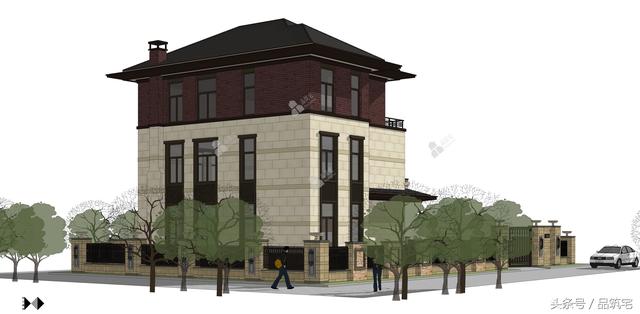 11X12三層萊特風(fēng)格小別墅設(shè)計(jì)圖，戶型方正緊湊