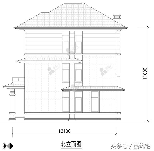 11X12三層萊特風(fēng)格小別墅設(shè)計(jì)圖，戶型方正緊湊