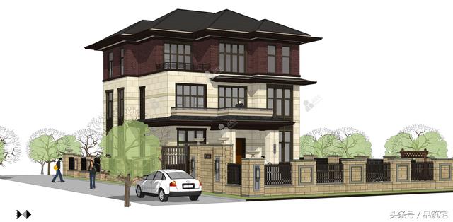 11X12三層萊特風(fēng)格小別墅設(shè)計(jì)圖，戶型方正緊湊