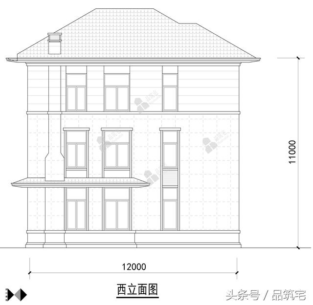 11X12三層萊特風(fēng)格小別墅設(shè)計(jì)圖，戶型方正緊湊