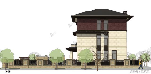11X12三層萊特風(fēng)格小別墅設(shè)計(jì)圖，戶型方正緊湊