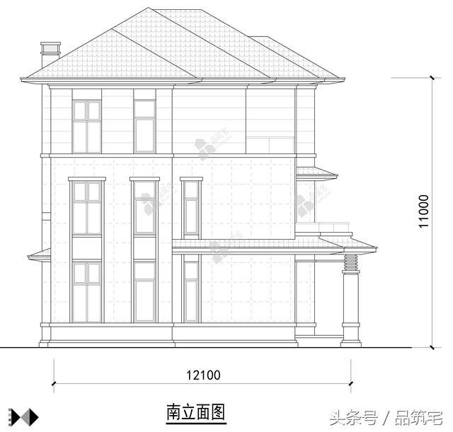 11X12三層萊特風(fēng)格小別墅設(shè)計(jì)圖，戶型方正緊湊