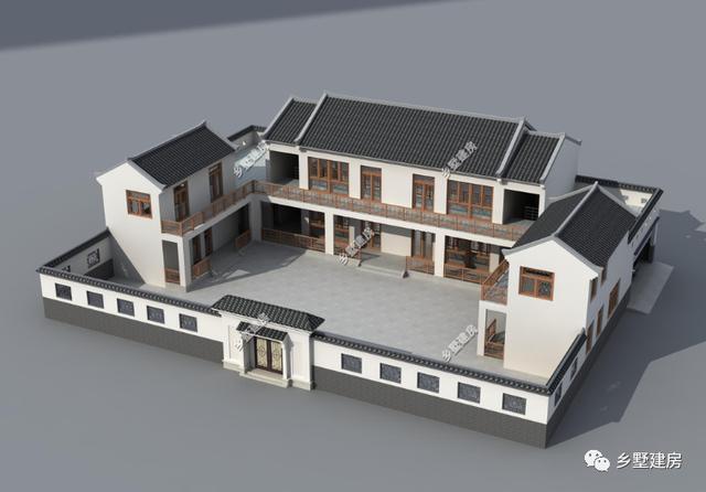 農(nóng)村自建二層四合院別墅，需要多少錢？看完這套圖紙借錢都得建