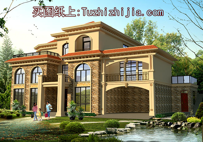 300平大戶型豪華三層別墅設(shè)計(jì)圖，帶總統(tǒng)套房