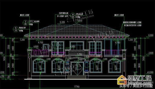 17.76X14.16m農(nóng)村四間二層簡歐別墅戶型圖，一個字漂亮