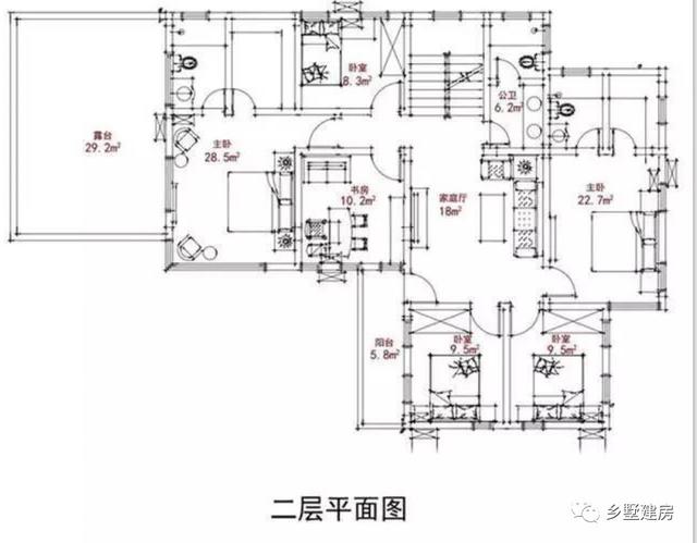 新中式兩層半自建房設(shè)計(jì)圖，老人房+微景觀天臺(tái)+庭院