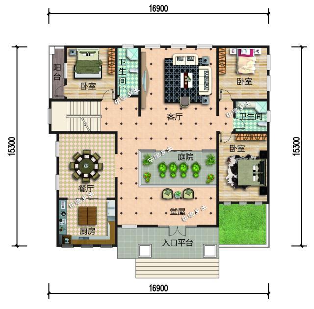 17x15米二層帶下沉式庭院新中式別墅全套圖紙分享！