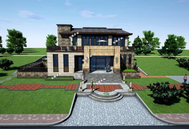 17x15米二層帶下沉式庭院新中式別墅全套圖紙分享！