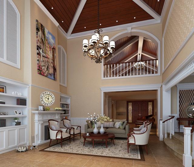 一進(jìn)屋被旋轉(zhuǎn)樓梯吸引了，鄭州330平別墅真是太美啦！