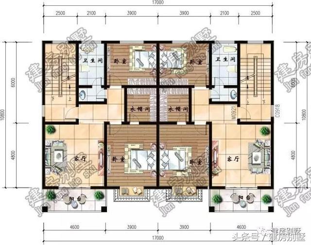 兩套兄弟雙拼農(nóng)村別墅圖紙，一個(gè)家族的興盛象征