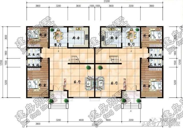 兩套兄弟雙拼農(nóng)村別墅圖紙，一個(gè)家族的興盛象征