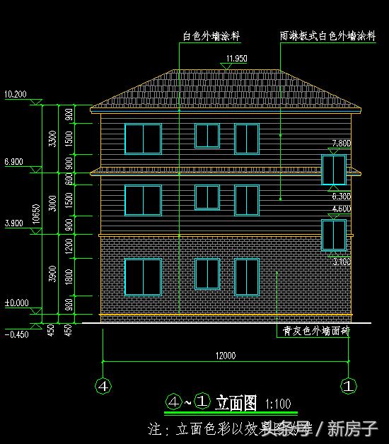 12.44×9.54三層別墅施工圖、效果圖！