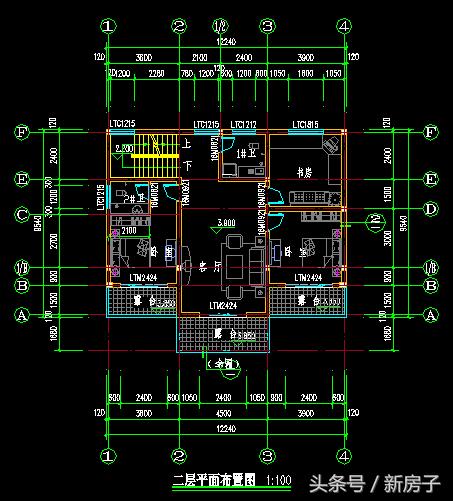 12.44×9.54三層別墅施工圖、效果圖！