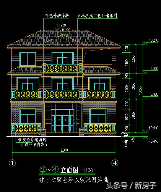 12.44×9.54三層別墅施工圖、效果圖！