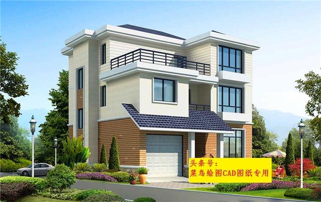 20萬建3層別墅！外觀造型簡潔色彩明亮，帶車庫及大露臺