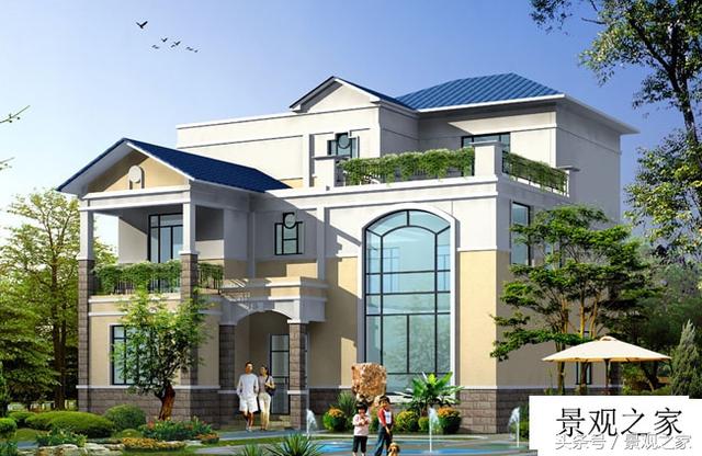 三層別墅設(shè)計施工圖紙（含外觀效果圖）帶車庫露臺