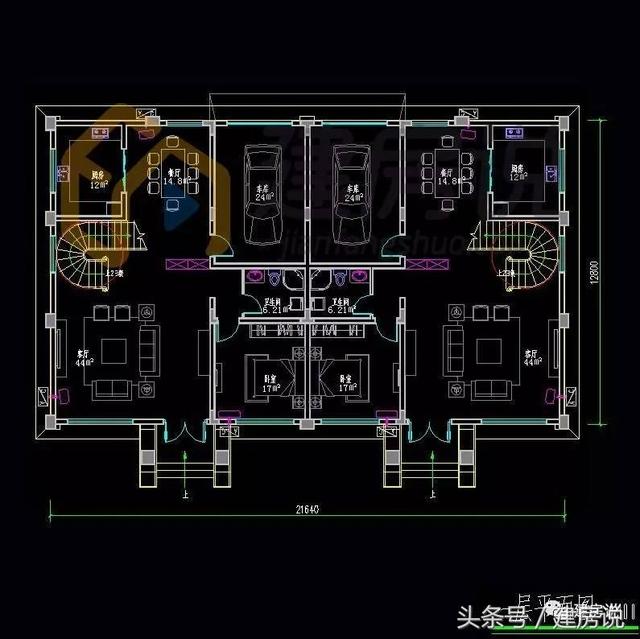兄弟齊心，聯(lián)手建別墅！大氣歐式雙拼別墅帶車庫(kù)戶型