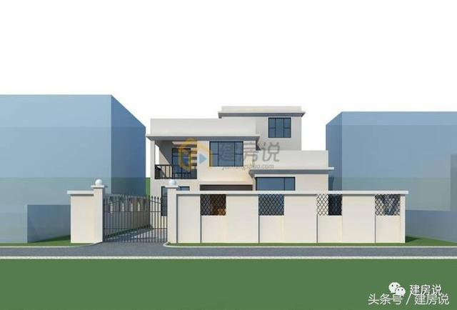 帶庭院三層現(xiàn)代風格農村別墅戶型，平屋頂竟然也這么漂亮