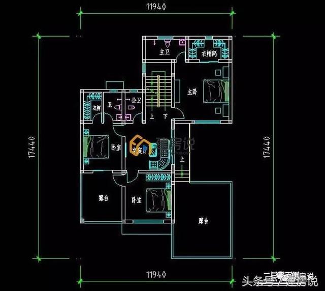 帶庭院三層現(xiàn)代風格農村別墅戶型，平屋頂竟然也這么漂亮